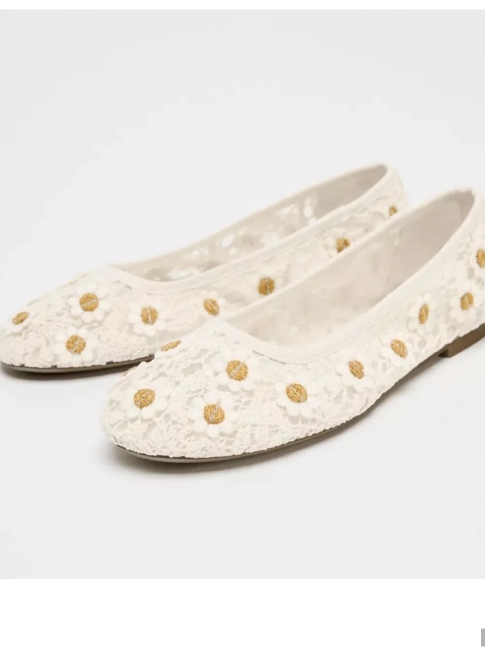 NEW Zara Crochet Daisy Ballet Flats Size 41